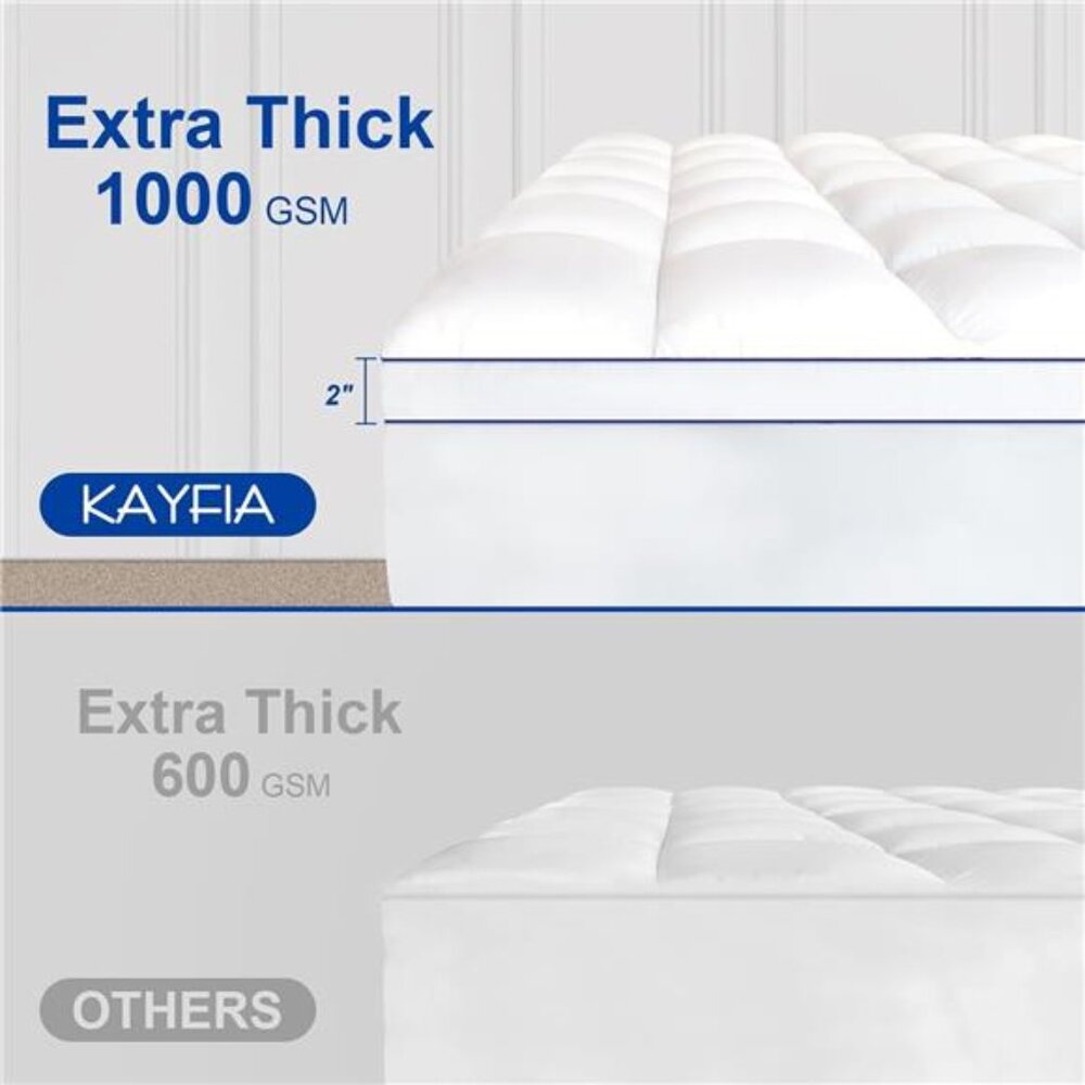 Full Mattress Topper,Extra Thick Mattress Pad Cover for Deep Sleep,3D+7D Snow - Picture 2 of 7
